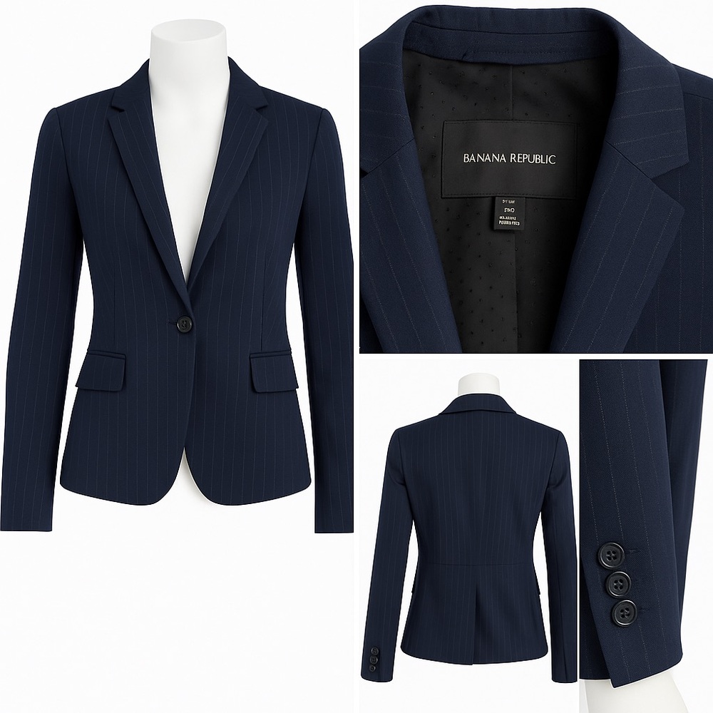 Banana Republic Women’s Navy Pinstripe Blazer – Size 6P